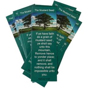 (Pack of 50) The Mustard Seed Bookmarks Large Print Inspirational Christian Mathew 17:20