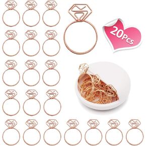 Diamond Ring Shape Small Paper Clips - Cute Paper Clips - Funny Bookmark Marking Clips for Office School Wedding Party Invitation Valentine Decoration - Planner Paperclips (20 pcs) (Diamond Ring)