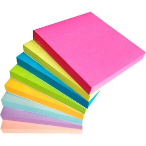 8 Pads Sticky Notes 3x3 Inches,8 Bright Colors Self-Stick Note Pads,Easy to Post,Strong Adhesive,81 Sheets/Pad，Total 648 Sheets