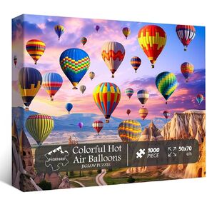 Hot Air Balloon Puzzle for Adults 1000 Pieces, Landscape Scenic Puzzles for Adults 1000 Pieces Nature, Scenery Challenging Jigsaw Puzzles for Adults, Colorful Hot Air Balloon Decor