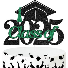 فئة Ferburitar of 2025 Cake Topper ، تهانينا Grad/أخيرًا ، المدرسة الثانوية/الكلية البكالوريوس ، مستلزمات التخرج من درجة البكالوريوس.