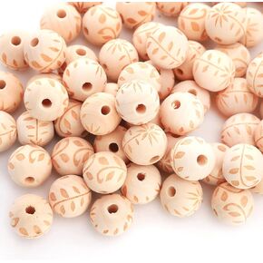 60 Pieces 20mm Carved Wooden Beads are Used to Make handicrafts, and unprocessed Wooden Beads are Used to Make Garlands, lace, Jewelry, Farmhouse Decoration and DIY by Hand.