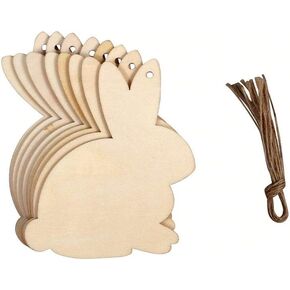 Easter Wood Shape Cutout Ornament Craft Color-Your-Own - 8 Count (Bunny)