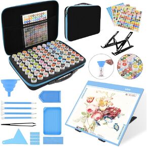 Mlife Diamond Painting Storage Boxes,1 Diamond Painting A4 Light Box Tracing Light Board with 3 Brightness, 80 Slots Bead Storage with 5D Diamond Art Accessories and Tools Kit（Purple）
