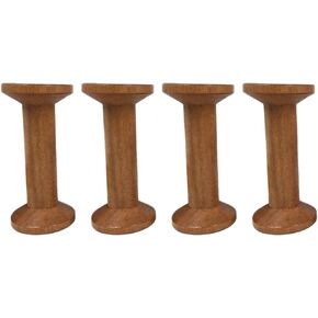 4 Pieces Wooden Empty Spools Vintage Wooden Spools Retro Wooden Thread Spools Embroidery Thread Spool for Textile Wire Weaving Ribbon DIY Crafts Art, 3.5 x 7.5cm, Dark Brown