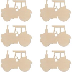 20pcs Tractor Wood Cutouts Crafts Blank Wooden Tractor Shaped Hanging Ornaments with Jute Twines Wood Tags for DIY Projects Baby Shower Birthday Christmas Party Decorations