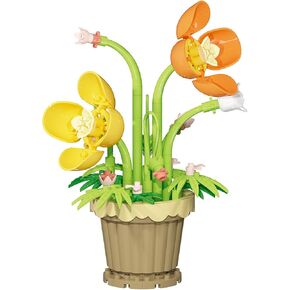 Rose Flower Potted Bonsai Building Toys Blocks Particle Flower Botanical Mini