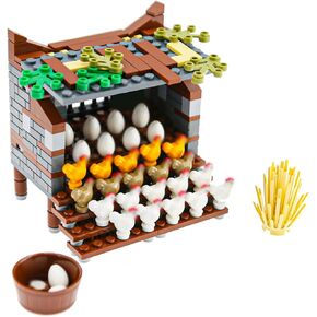203pcs Farms-Bricks Chicken-coop Building Blocks Sets Compatible with Major Brands, Hen-cat-Dog-House-Plant DIY-Toys-Bricks Gifts for Kids Boys Girls