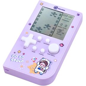 New Block Game Console with 26 Game Macaron Colors Retro Game Machine Pocket Game Machine Brick Game/Racing/Tank Battle Puzzle Toy Electronic Nostalgic Handheld Device Children's Gift (Blue)