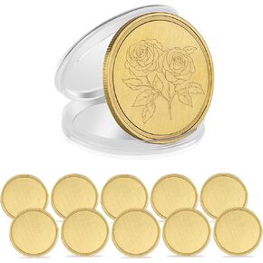 Laser Engraving Blanks Brass Challenge Coin Blanks Metal Engraving Blank Coins 40mm with Acrylic Protection Box for DIY Commemorative Collection (10pcs Brass)