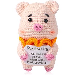 TOYMIS Positive Piggy, Positive Pig Crochet Positive Knitted Animal Knitted Pig Knitted Wool Doll Encouragement Crochet for Inspirational Gifts Party Decoration