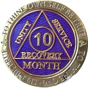 10 Month AA Medallion Reflex Purple Gold Plated Chip