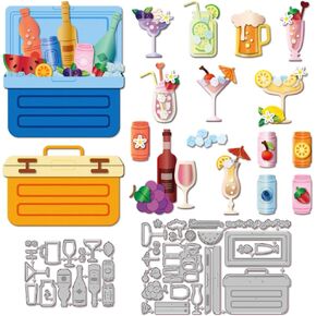 GLOBLELAND Liquor Cup Cutting Dies Metal Beer Bottle Die Cuts Fruit Drinks Cutting Embossing Templates for Scrapbooking Crafts Paper Cards Making