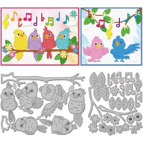 GLOBLELAND Cute Singing Birds Cutting Dies for DIY Scrapbooking Metal Musical Notes Cut Dies Spring Flower Animals Die Cuts for Card Making Embossing Photo Album Craft Decor