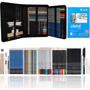 146Pcs Drawing and Sketching Colored Pencils Set, Art Supplies Include Sketch Charcoal Colored Metallic Watercolor Graphite Mark Pencils, Professional Drawing kit and Sketchbook for Artists Adult