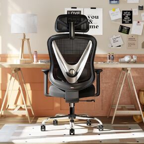 Ergonomic Office Chair with 3D Lumbar Support & 3D Adjustable Armrests – V-Shaped Back Design, Adjustable Desk Chair for Office & Home Use, White