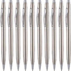 ChaoQ Ballpoint pens 10 pcs Medium Point 1.0 mm Black Ink Ballpoint Pens Smooth Writing Pens School Office Supplies Gifts Stainless Steel Pens