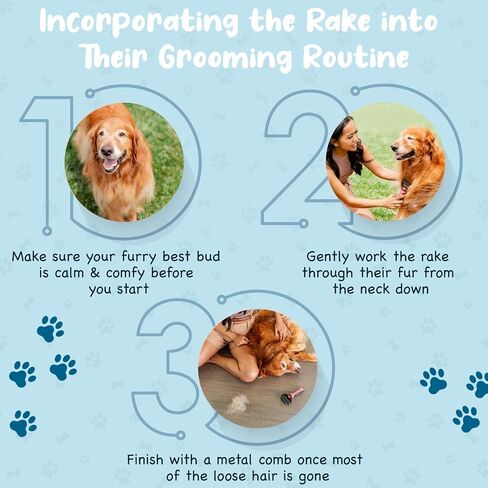 Sinko Undercoat Rake for Dogs & Cats, Dematting Comb with Extra Wide Double-Sided Stainless Teeth for Detangling, Deshedding, Brushing & Removing Shed Fur, Knots, Mats, and Tangles in Pets (Blue) in Saudi Arabia
