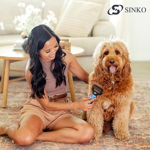 Sinko Undercoat Rake for Dogs & Cats, Dematting Comb with Extra Wide Double-Sided Stainless Teeth for Detangling, Deshedding, Brushing & Removing Shed Fur, Knots, Mats, and Tangles in Pets (Blue) in Saudi Arabia