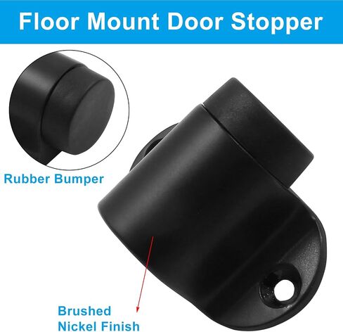 Luomorgo 2 Pack Floor Door Stop, Heavy Duty Door Stoppers for Bottom of Door, Silver Door Stopper Brushed Nickel Doorstop with Rubber Bumper in Saudi Arabia