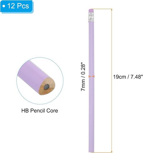 PATIKIL Round Pencils, 12 Pack Triangle HB Graphite Pencil Woodcase Wooden Pencils with Eraser for Classroom Office Writing Drawing Supplies, Pink in Saudi Arabia
