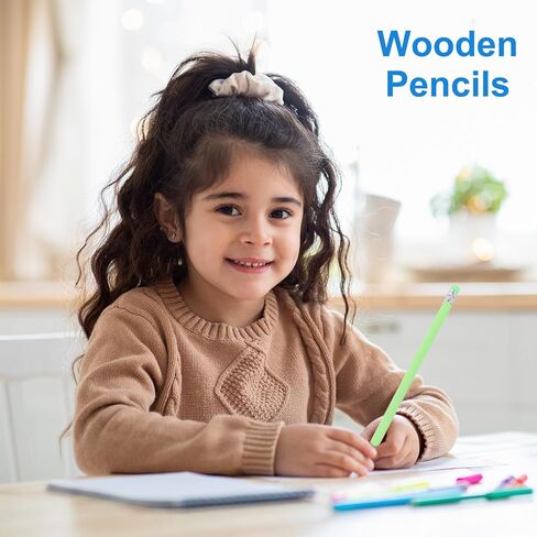 PATIKIL Round Pencils, 12 Pack Triangle HB Graphite Pencil Woodcase Wooden Pencils with Eraser for Classroom Office Writing Drawing Supplies, Pink in Saudi Arabia