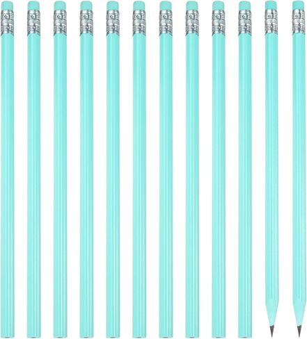 PATIKIL Round Pencils, 12 Pack Triangle HB Graphite Pencil Woodcase Wooden Pencils with Eraser for Classroom Office Writing Drawing Supplies, Pink in Saudi Arabia