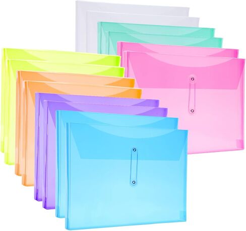 A4 LETTER SIZE PLASS POLY PALLINGES مع زر وإغلاق ربط السلسلة ، 1-1/4 "التوسع مجلدات ملفات CLEAR منظم مستندات التحميل الجانبي للمدرسة المنزلية والمستلزمات المكتبية (14) in Kuwait
