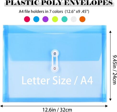 A4 LETTER SIZE PLASS POLY PALLINGES مع زر وإغلاق ربط السلسلة ، 1-1/4 "التوسع مجلدات ملفات CLEAR منظم مستندات التحميل الجانبي للمدرسة المنزلية والمستلزمات المكتبية (14) in Kuwait