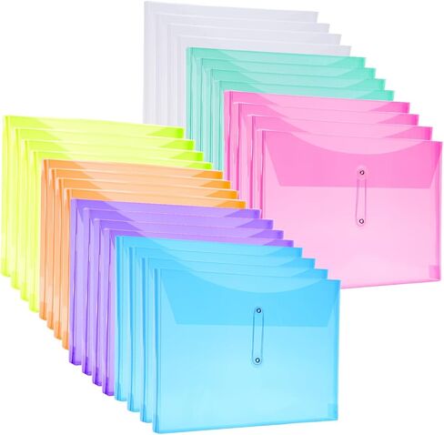 A4 LETTER SIZE PLASS POLY PALLINGES مع زر وإغلاق ربط السلسلة ، 1-1/4 "التوسع مجلدات ملفات CLEAR منظم مستندات التحميل الجانبي للمدرسة المنزلية والمستلزمات المكتبية (14) in Kuwait