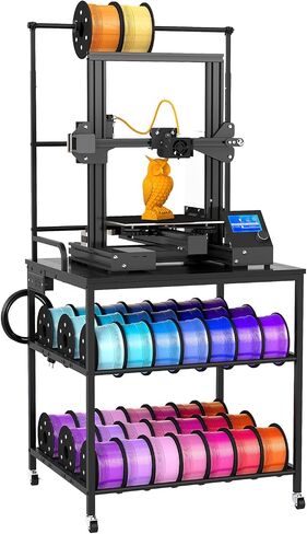 3D Printer Filament Storage Rack with Wheels, Heavy Duty 3-Tier Metal Spool Holder Filament Organizer for PLA/ABS/PETG/TPU, Rolling 3D Printing Stand for Office, Garage, Workshop in Kuwait