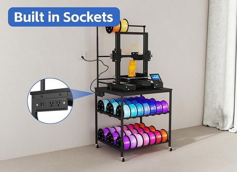 3D Printer Filament Storage Rack with Wheels, Heavy Duty 3-Tier Metal Spool Holder Filament Organizer for PLA/ABS/PETG/TPU, Rolling 3D Printing Stand for Office, Garage, Workshop in Kuwait