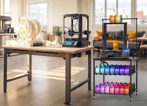 3D Printer Filament Storage Rack with Wheels, Heavy Duty 3-Tier Metal Spool Holder Filament Organizer for PLA/ABS/PETG/TPU, Rolling 3D Printing Stand for Office, Garage, Workshop in Kuwait