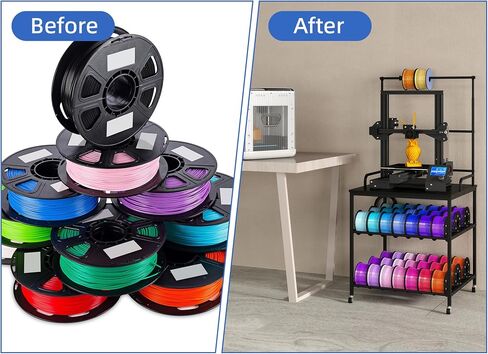 3D Printer Filament Storage Rack with Wheels, Heavy Duty 3-Tier Metal Spool Holder Filament Organizer for PLA/ABS/PETG/TPU, Rolling 3D Printing Stand for Office, Garage, Workshop in Kuwait
