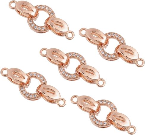 CHGCRAFT 5 Set 25mm Brass Micro Pave Cubic Zirconia Fold Over Clasps Oval Shaped Long-Lasting Mixed Color Clasps for Bracelet Necklace Anklets Jewelry Making Pendant Connector in Kuwait