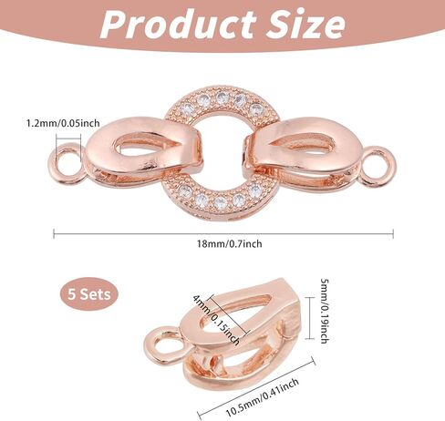 CHGCRAFT 5 Set 25mm Brass Micro Pave Cubic Zirconia Fold Over Clasps Oval Shaped Long-Lasting Mixed Color Clasps for Bracelet Necklace Anklets Jewelry Making Pendant Connector in Kuwait
