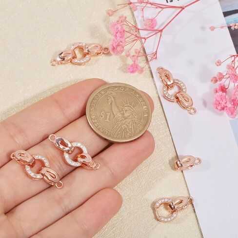 CHGCRAFT 5 Set 25mm Brass Micro Pave Cubic Zirconia Fold Over Clasps Oval Shaped Long-Lasting Mixed Color Clasps for Bracelet Necklace Anklets Jewelry Making Pendant Connector in Kuwait