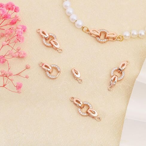 CHGCRAFT 5 Set 25mm Brass Micro Pave Cubic Zirconia Fold Over Clasps Oval Shaped Long-Lasting Mixed Color Clasps for Bracelet Necklace Anklets Jewelry Making Pendant Connector in Kuwait