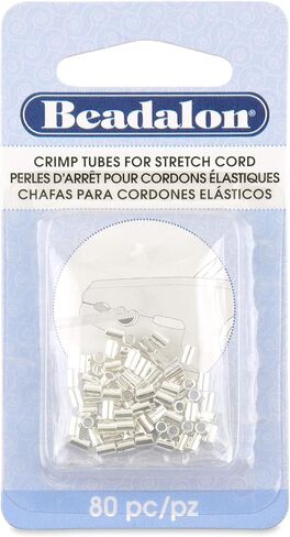 Beadalon Crimp Tubes for Stretch Cord Size 0.5 mm, 1.3 mm, Silver Plated, 80 pc in Saudi Arabia