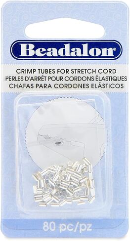Beadalon Crimp Tubes for Stretch Cord Size 0.5 mm, 1.3 mm, Silver Plated, 80 pc in Saudi Arabia