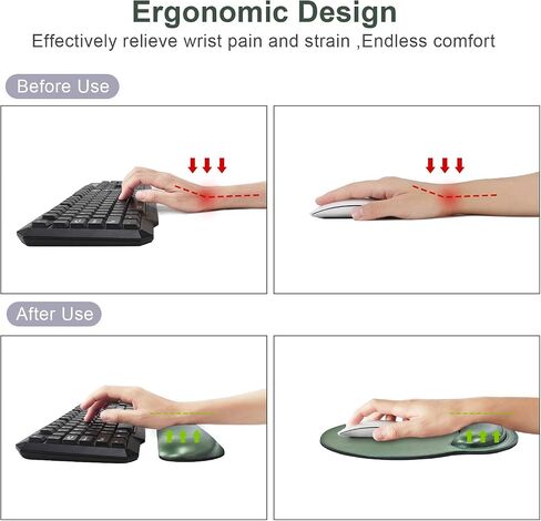 Ergonomic Mouse Pad Set Keyboard Wrist Rest Pad and Mousepads with Wrist Support,iVeze Pu Leather Memory Foam Lightweight Comfortable Mouse Pads for Home Office Efficient Working,Green in Saudi Arabia