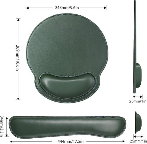 Ergonomic Mouse Pad Set Keyboard Wrist Rest Pad and Mousepads with Wrist Support,iVeze Pu Leather Memory Foam Lightweight Comfortable Mouse Pads for Home Office Efficient Working,Green in Saudi Arabia