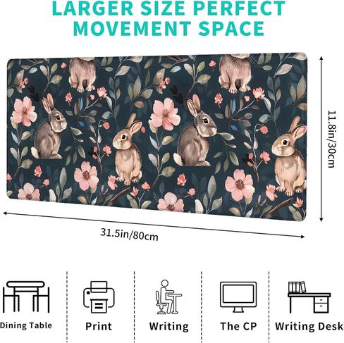 Dachshund and Floral Gaming Mouse Pad – 12x31.5in Non-Slip Rubber Desk Mat with Cute Weiner Dog Design – Large Extended Mousepad for Office Home – Deskmat Gifts for Pet Lovers Decor in Saudi Arabia