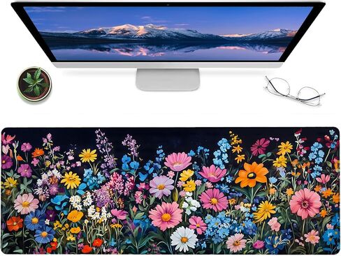 Dachshund and Floral Gaming Mouse Pad – 12x31.5in Non-Slip Rubber Desk Mat with Cute Weiner Dog Design – Large Extended Mousepad for Office Home – Deskmat Gifts for Pet Lovers Decor in Saudi Arabia
