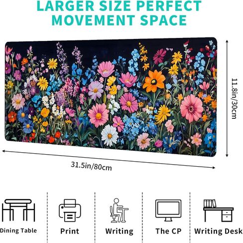 Dachshund and Floral Gaming Mouse Pad – 12x31.5in Non-Slip Rubber Desk Mat with Cute Weiner Dog Design – Large Extended Mousepad for Office Home – Deskmat Gifts for Pet Lovers Decor in Saudi Arabia