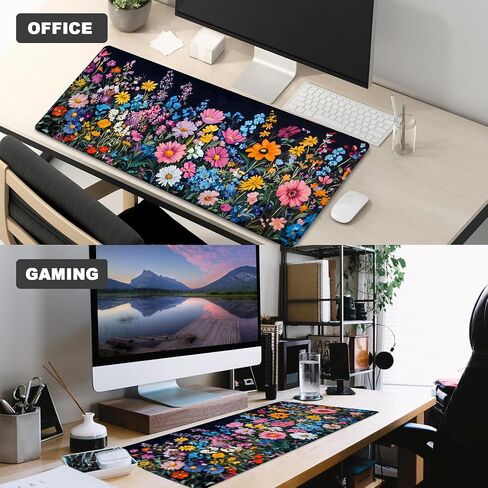 Dachshund and Floral Gaming Mouse Pad – 12x31.5in Non-Slip Rubber Desk Mat with Cute Weiner Dog Design – Large Extended Mousepad for Office Home – Deskmat Gifts for Pet Lovers Decor in Saudi Arabia