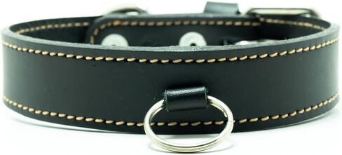 Heavy Duty Leather Dog Collar, Handcrafted Genuine Leather Collars for Dogs, Puppy Training Collar (Brown Leather, Large) in Saudi Arabia