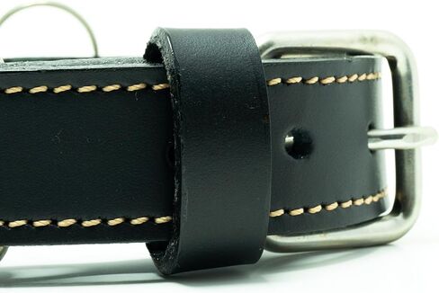 Heavy Duty Leather Dog Collar, Handcrafted Genuine Leather Collars for Dogs, Puppy Training Collar (Brown Leather, Large) in Saudi Arabia