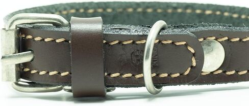 Heavy Duty Leather Dog Collar, Handcrafted Genuine Leather Collars for Dogs, Puppy Training Collar (Brown Leather, Large) in Saudi Arabia