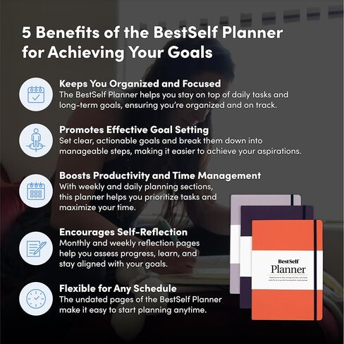 BestSelf Daily Planer - 6-Month Undated Planner Notebook for Organization and Planning; Ideal Planner for Students, Schools, Colleges, and Working Professionals (Coral) in Saudi Arabia